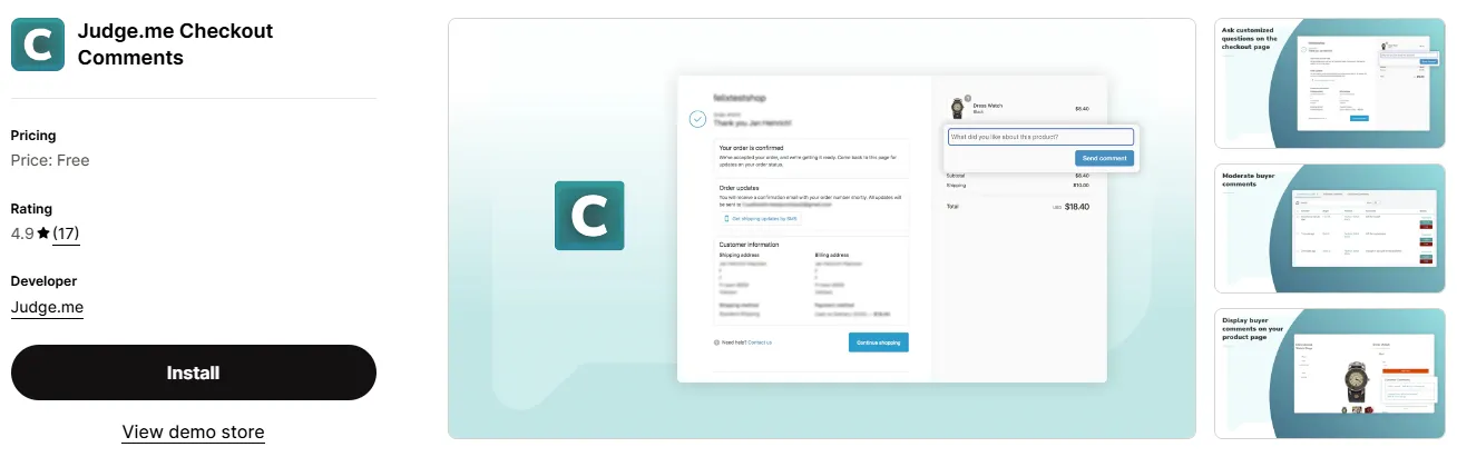 8. Judge.me Checkout Comments